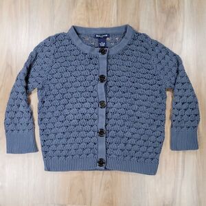 🔹️Architect Gray Blue Loose Knit Button Front 3/4 Sleeve Sweater Petite Large
